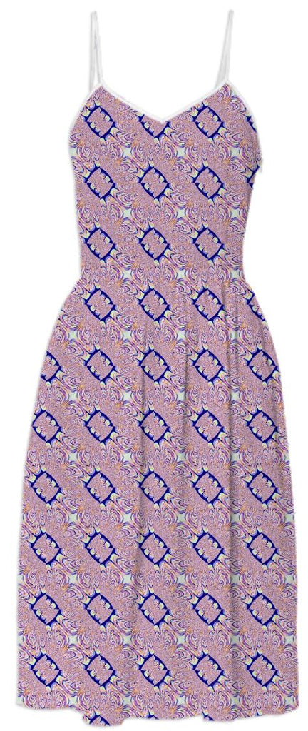 Pink Blue Pattern Summer Dress