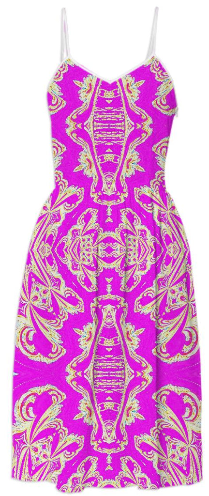 Pink Gold Pattern Summer Dress