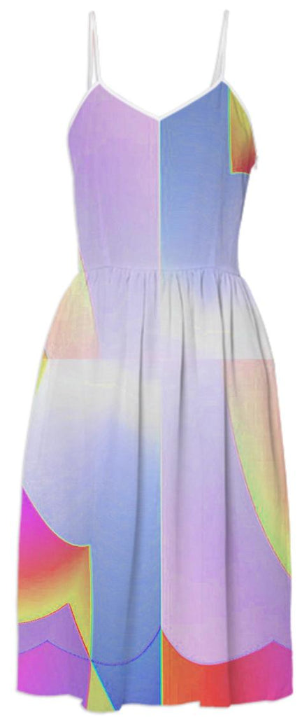 Pink Grey Rainbow Abstract Summer Dress