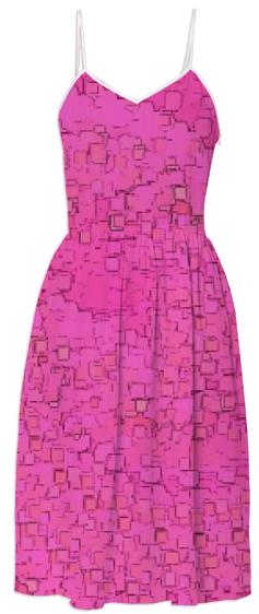 Pink Pixel Pattern Summer Dress
