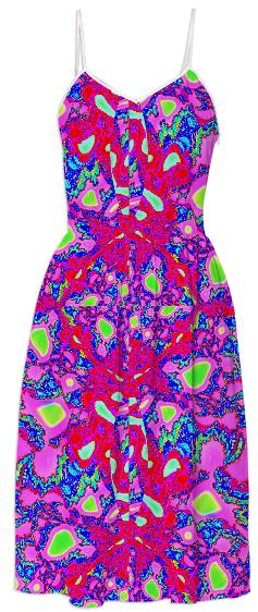 Pink Red Abstract Summer Dress