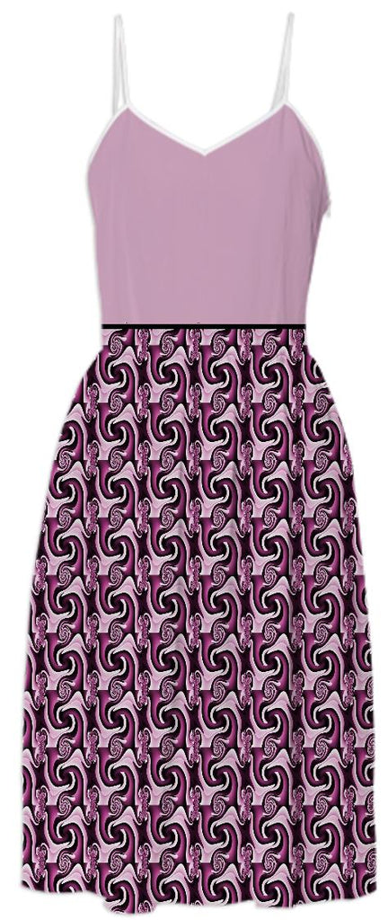 Pink Top with Pattern Skirt Summer Dress