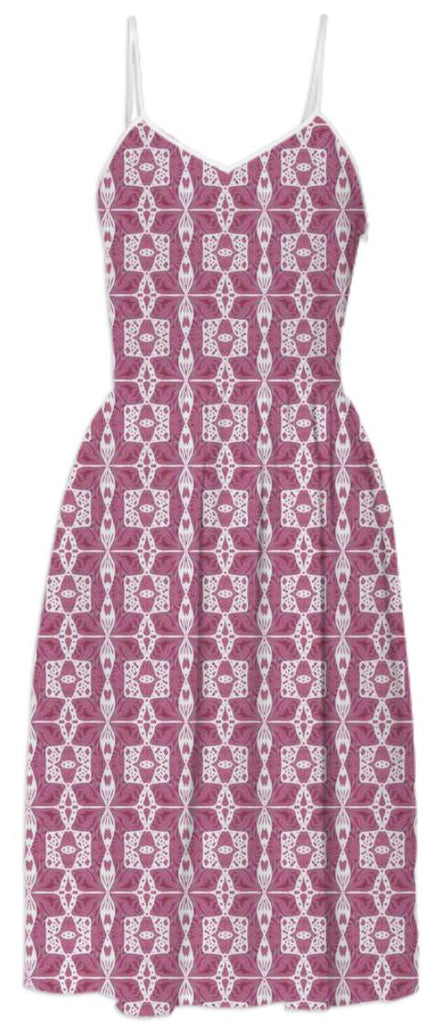 Pink White Abstract Ribbons Summer Dress