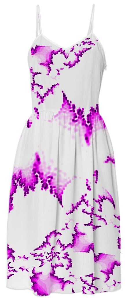 Pink White Fractal Summer Dress