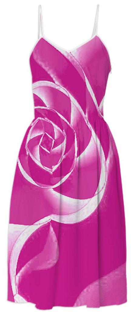 Pink White Rose Summer Dress