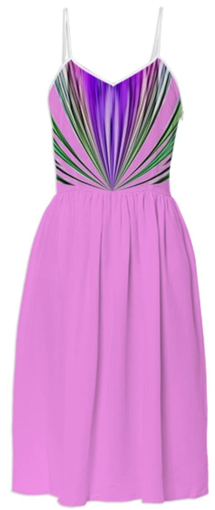 Pink with Purple and Green Stripes Summer Dress