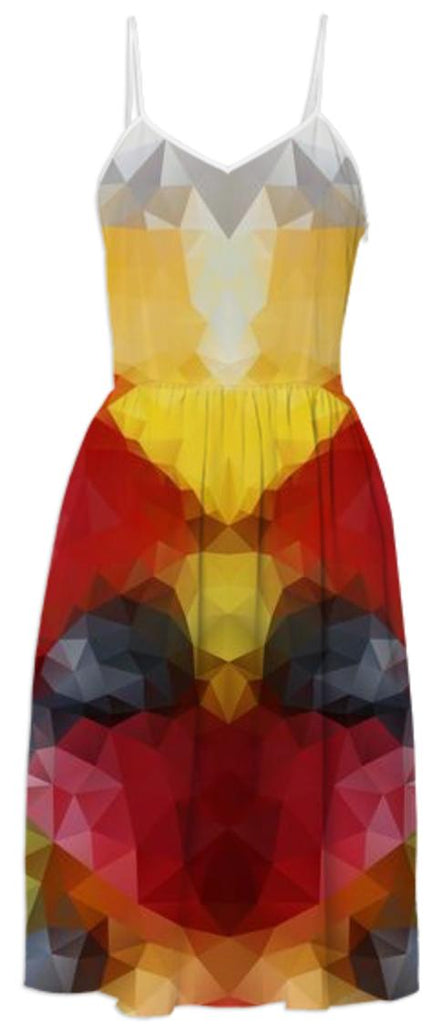 POLYGON TRIANGLES PATTERN GREEN YELLOW RED FRUITS ABSTRACT POLYART GEOMETRIC