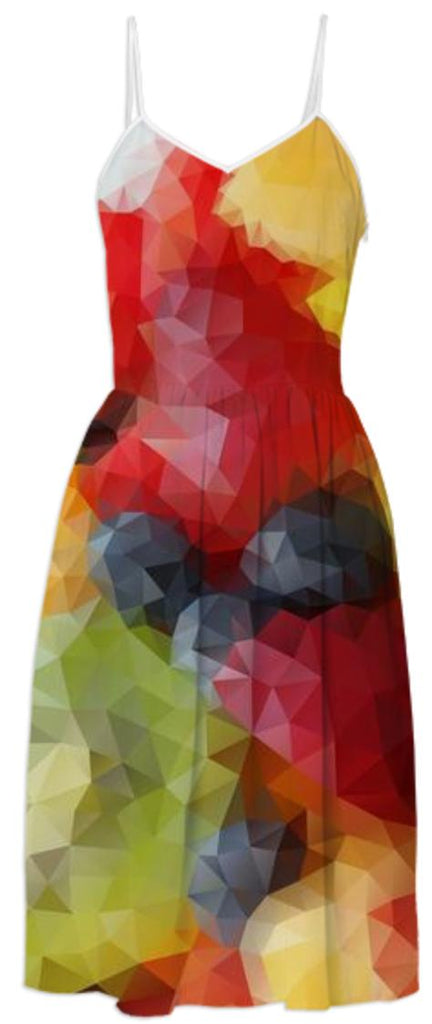 POLYGON TRIANGLES PATTERN GREEN YELLOW RED FRUITS ABSTRACT POLYART GEOMETRIC