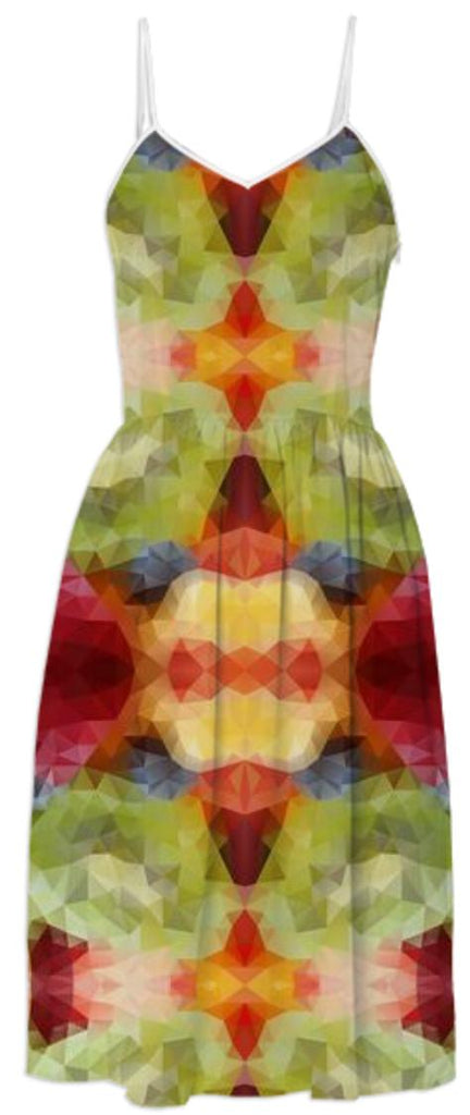 POLYGON TRIANGLES PATTERN GREEN YELLOW RED FRUITS ABSTRACT POLYART GEOMETRIC