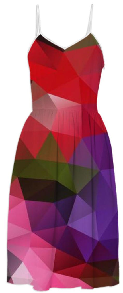 POLYGON TRIANGLES PATTERN RED FLOWER GREEN ABSTRACT POLYART GEOMETRIC