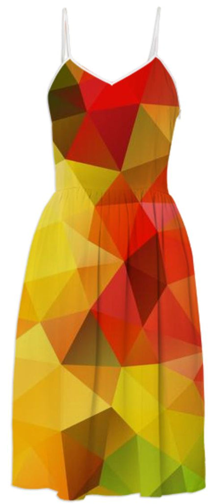 POLYGON TRIANGLES PATTERN YELLOW RED GREEN FRUITS ABSTRACT POLYART GEOMETRIC