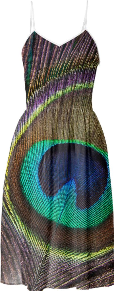 Pretty as a peacock peacock eye feather print photo summer sun dress