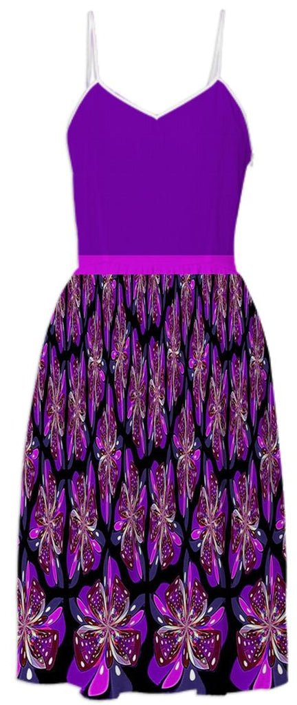 Purple Black Bows Summer Dress