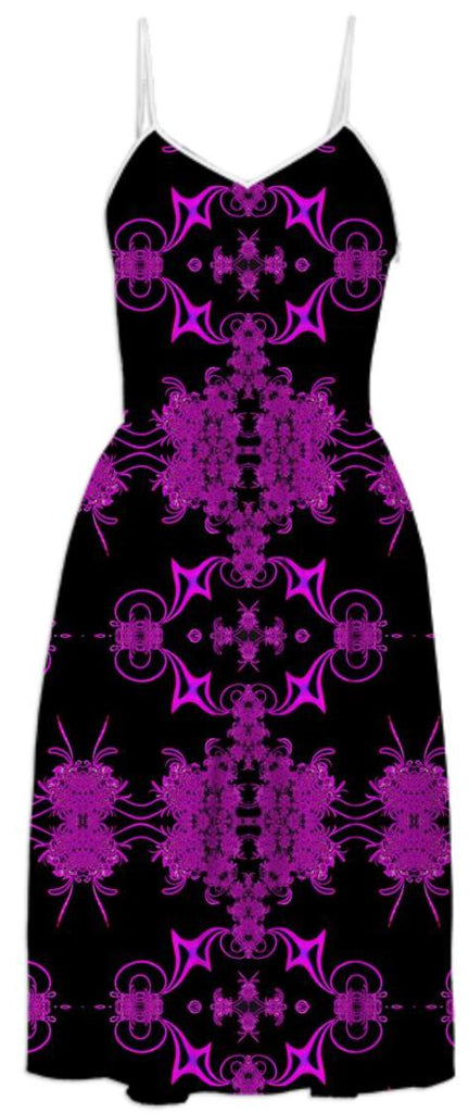 Purple Black Pattern Summer Dress