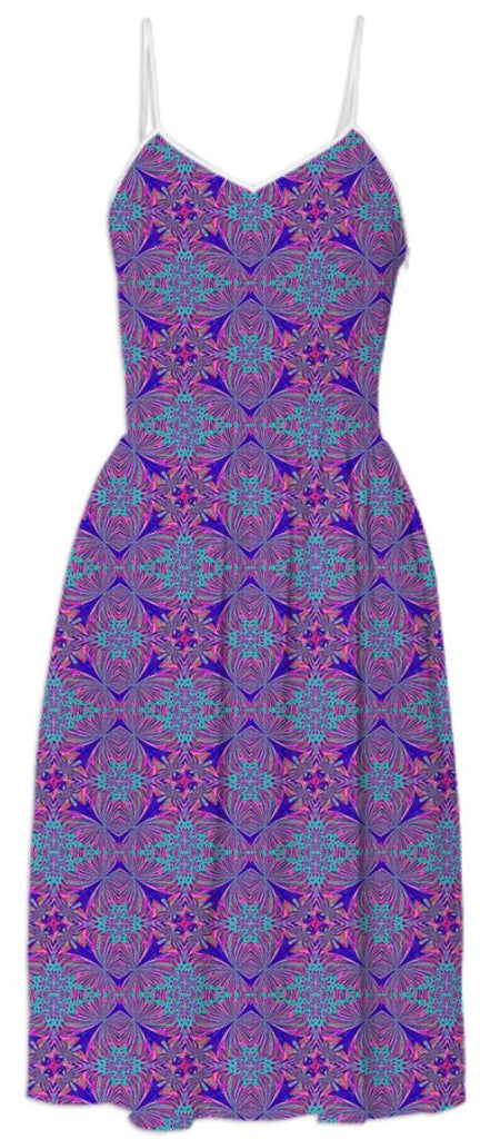 Purple Blue Pattern Summer Dress