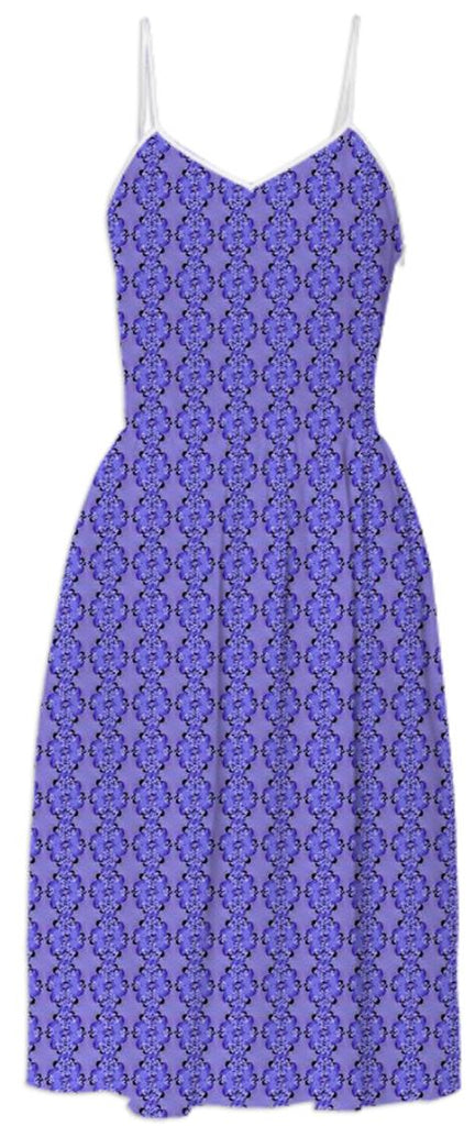 Purple Fractal Flowers Summer Dress