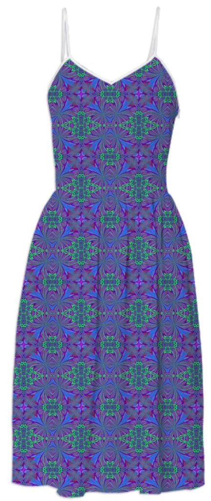 Purple Green Pattern Summer Dress
