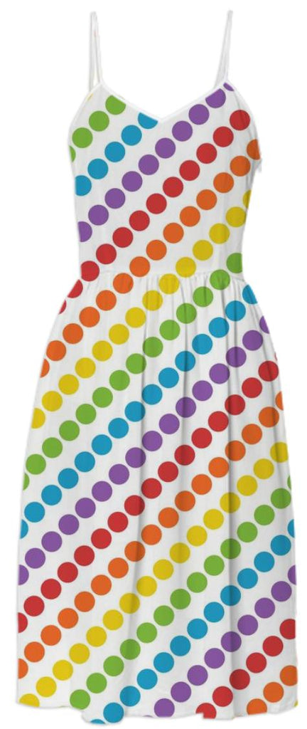 Rainbow Diagonal Dots Summer Dress