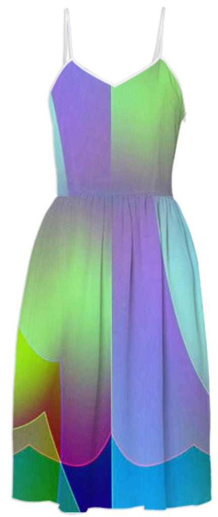Rainbow Green Purple Abstract Summer Dress