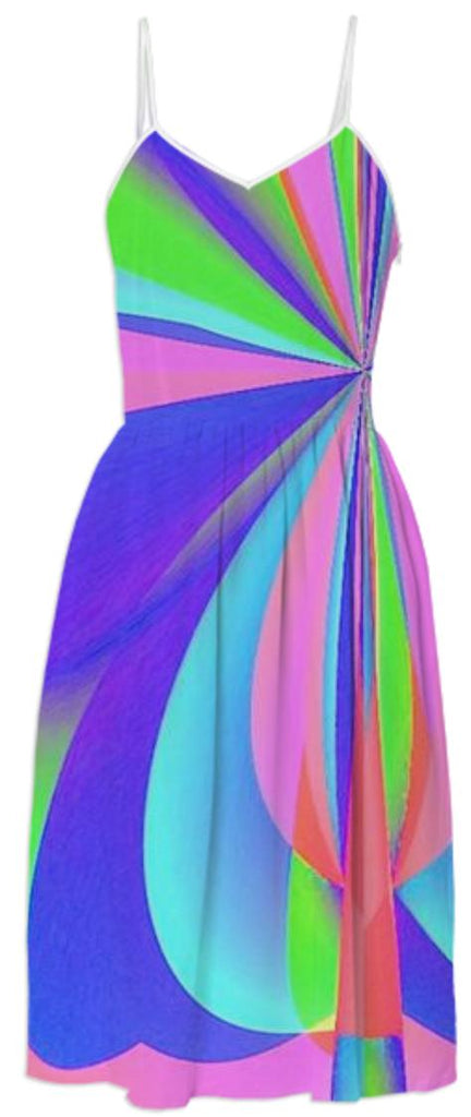 Rainbow Purple Fractal Summer Dress