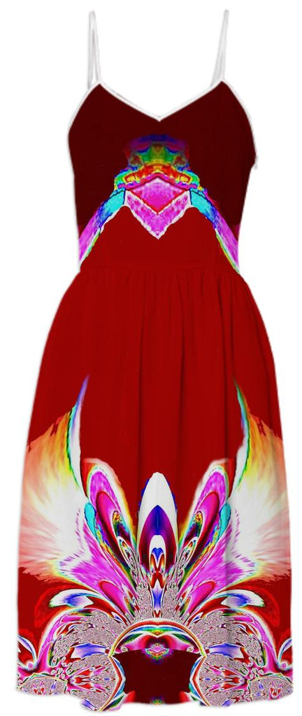 Red Abstract Fantasy Summer Dress
