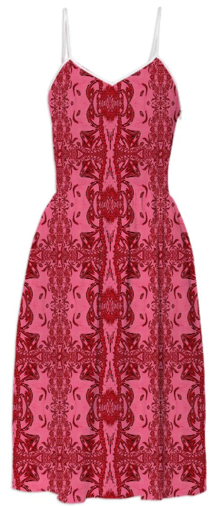 Red Abstract Pattern Summer Dress