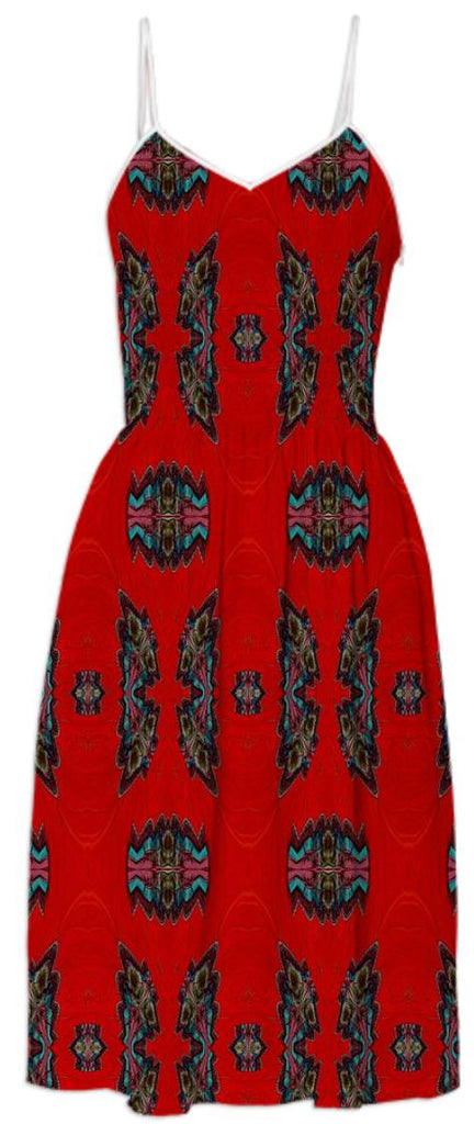 Red Black Pattern Summer Dress