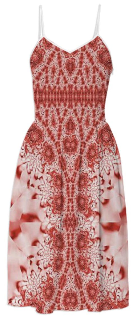 Red Pink Lace Summer Dress