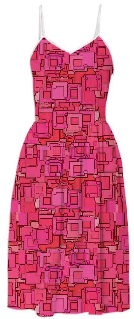 Red Pixelized Summer Dress