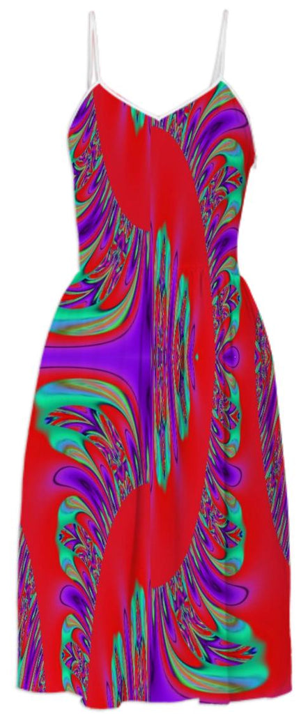 Red Purple Green Abstract Summer Dress