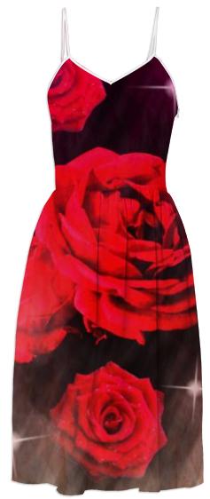 Red Rose Sparkle Summer Dress