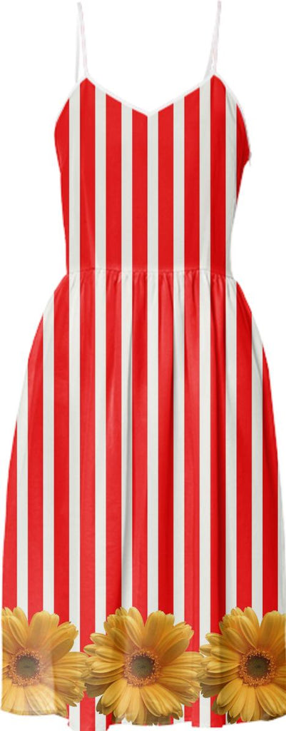 red stripes with yellow daisy flower