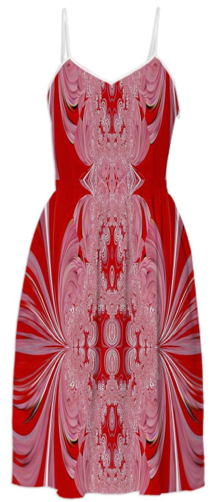 Red White Abstract Summer Dress