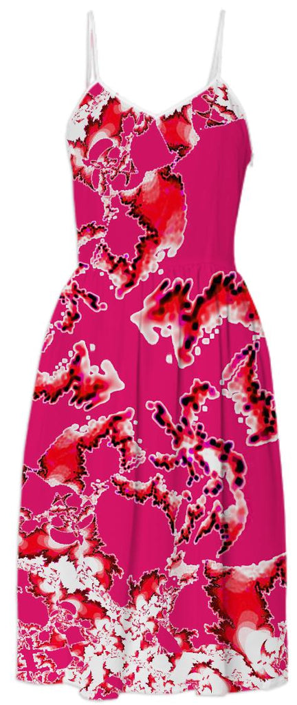 Red White Abstract Summer Dress