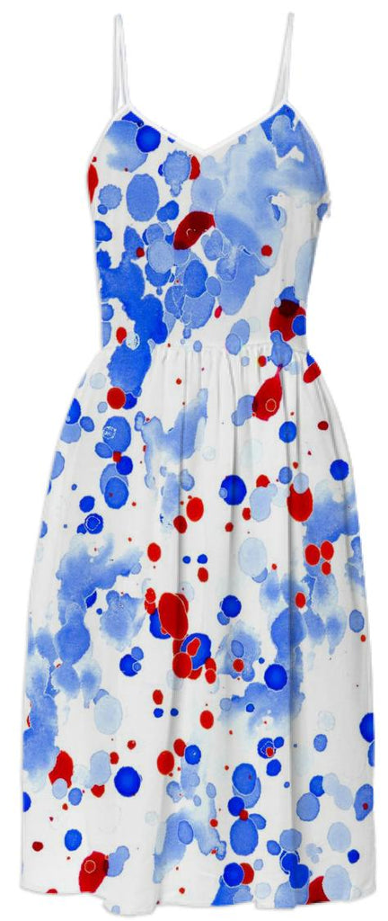 Red White and Blue Paint Spatters Dress