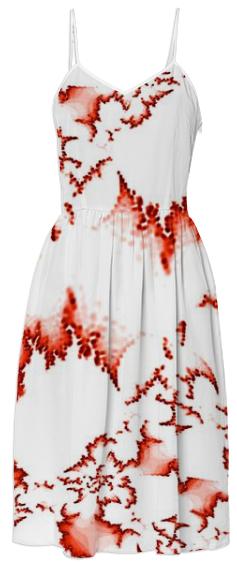 Red White Fractal Summer Dress