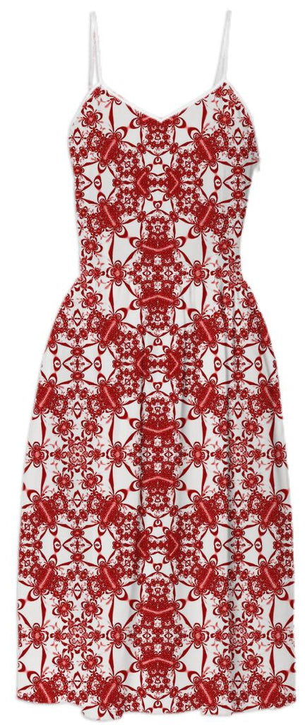 Red White Lace Summer Dress