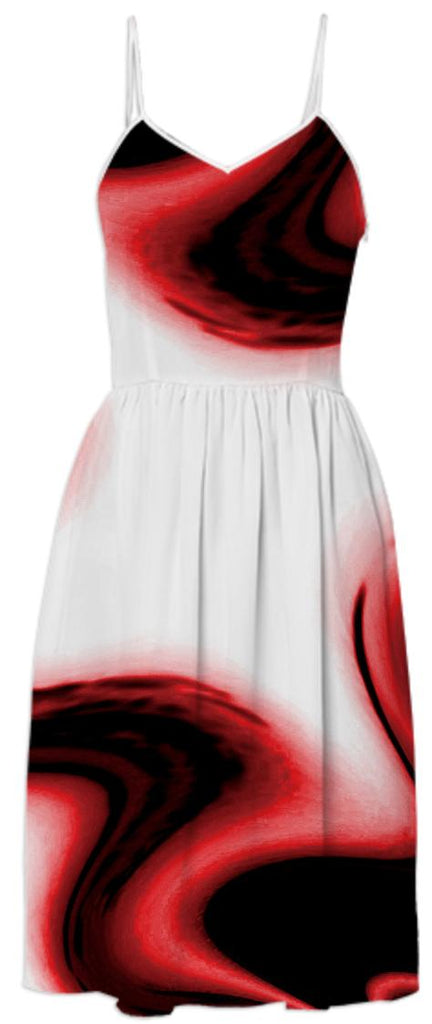 Red White Passion Abstract Summer Dress