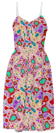 Red Yellow Abstract Summer Dress