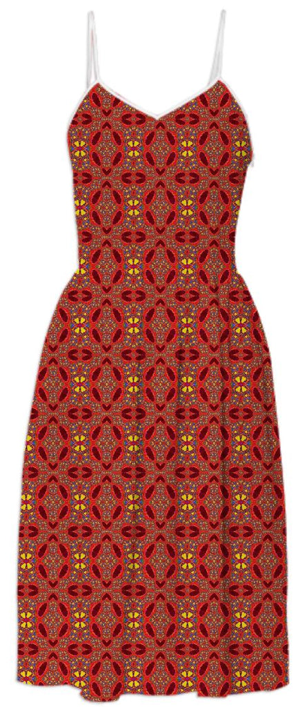 Red Yellow Pattern Summer Dress