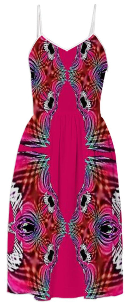 Rose Pink Abstract Summer Dress