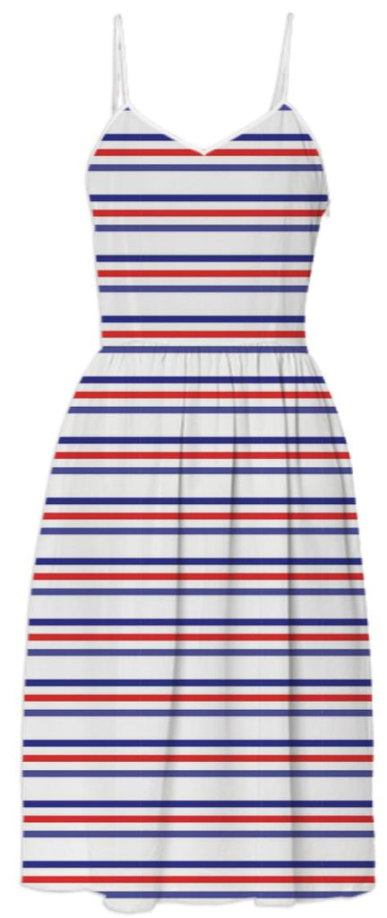 Simple Red White Blue Striped Dress