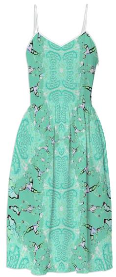Soft Green Fractal Summer Dress