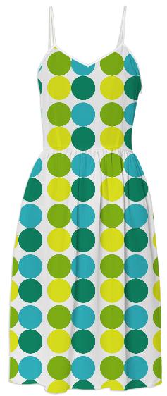 Summer Dress dots polka dot green blue yellow