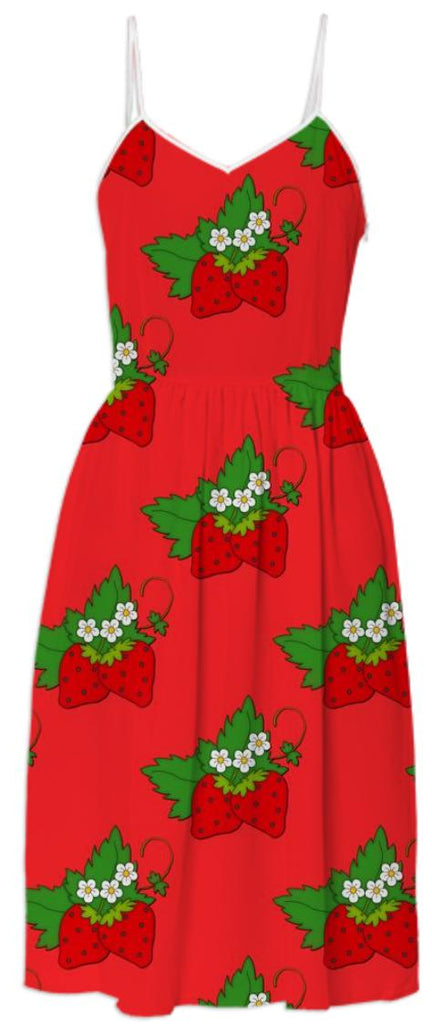 Summer Strawberries Red Dress