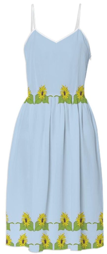 Sunflowers on Blue Summer Dress
