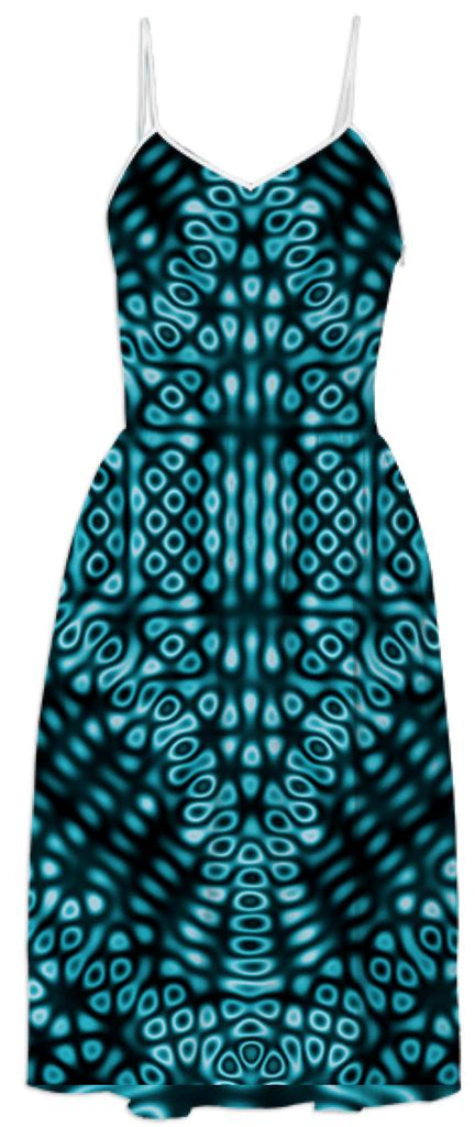 Teal and Black Abstract Pattern Dress