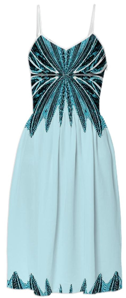 Teal Aqua Abstract Summer Dress