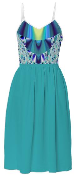Teal Lace Top Summer Dress