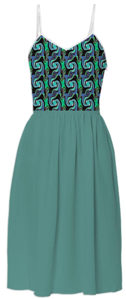Teal Pattern Top Summer Dress